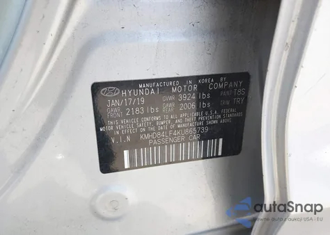 2019 Hyundai Elantra Value Edition from USA, damaged, VIN KMHD84LF4KU865739